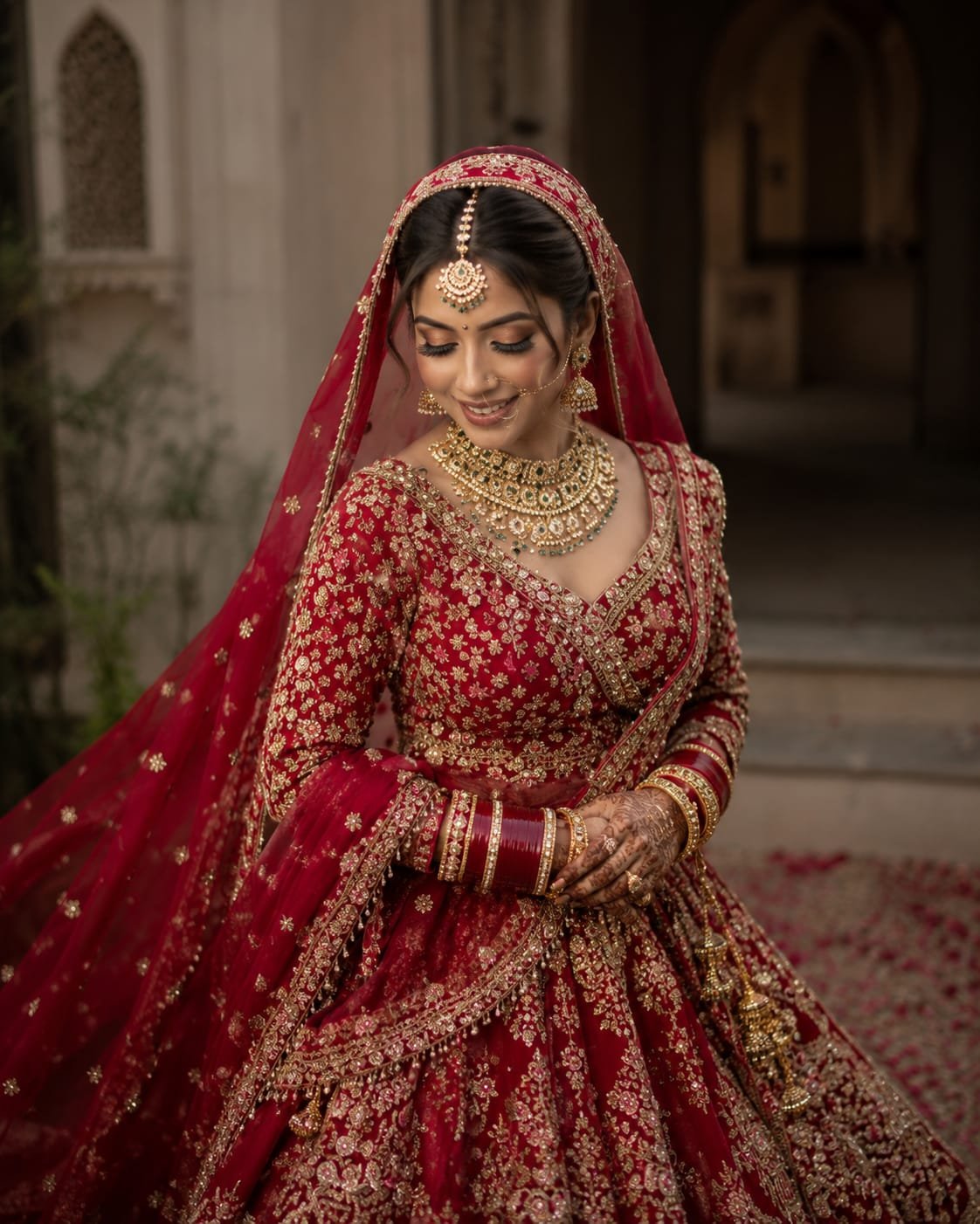 Bride wearing professional bridal makeup by Suvy Academy